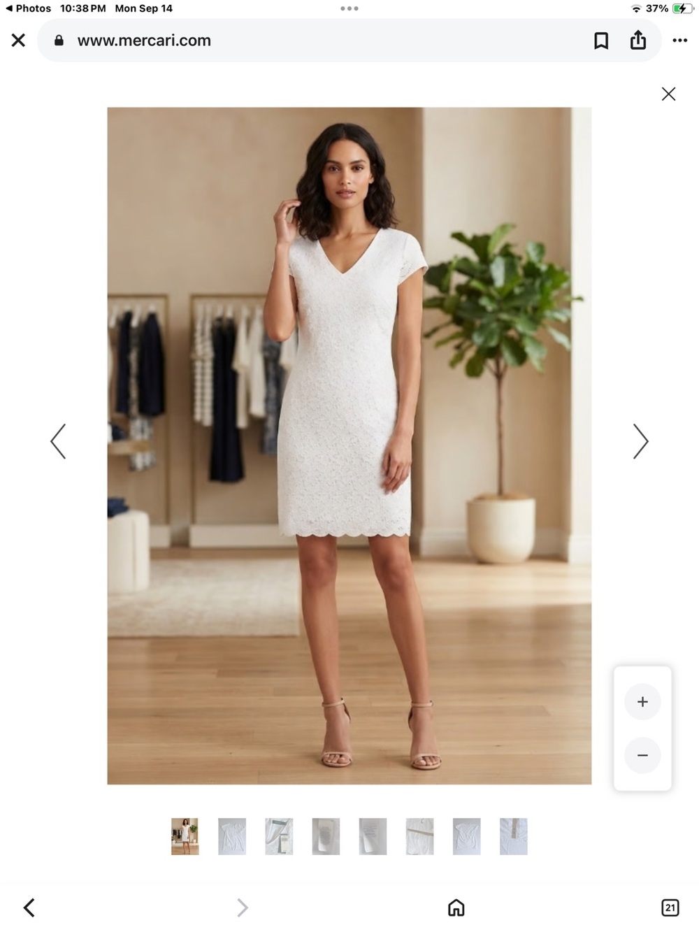 Lauren Ralph Lauren White Eyelet Lace V-Neck Scalloped Hem Dress 16 NWT